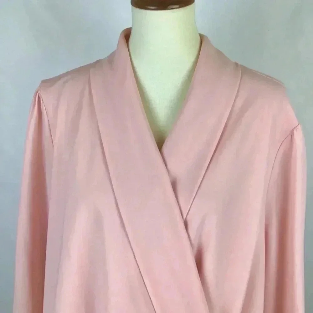 Bisou Bisou Michele Bohbot Blush Pink Wraparound Bubble Hem Top Puff Sleeves 3X - Picture 2 of 12